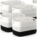 4 Pack Storage Baskets for Organizing, 11''Lx9''Wx8''H Woven Baskets for Storage Toys, Towels, Books, and Clothes, Cotton Rope Basket for Shelves with Handle