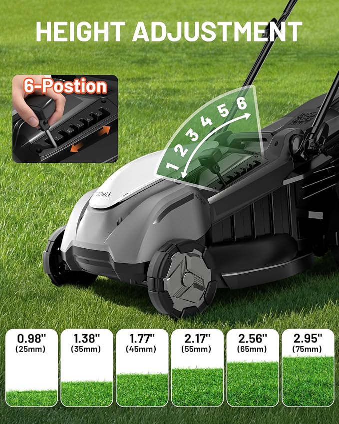 Litheli 40V 18" Lawn Mower Cordless, 2 x 5.0Ah Batteries Electric Mower Battery Powered, Brushless Motor, 2-in-1 Mulching & Bagging