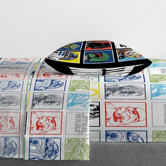 Jay Franco Kids Sheet Set with Fitted, Flat Sheets & Pillow Cover - Ultra-Soft Bedding with Pillowcase for Room Decor, Multi - Star Wars, 3 Piece Twin
