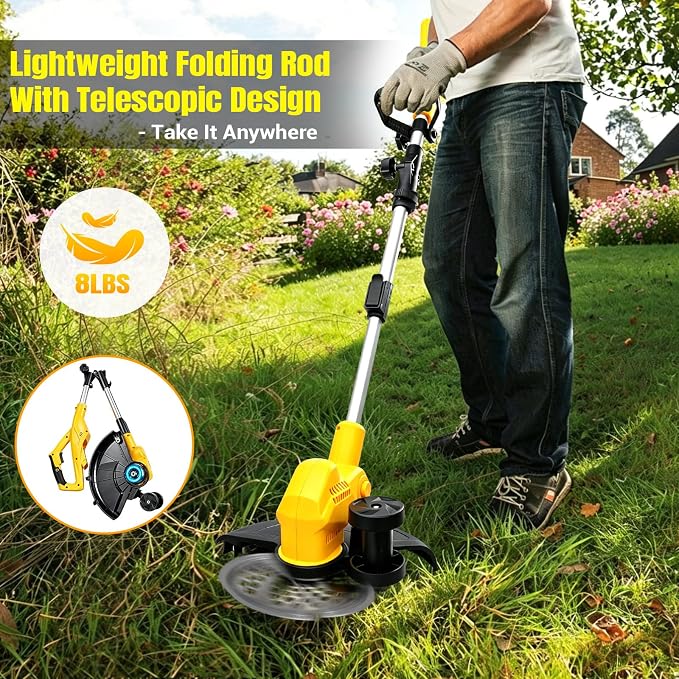 Cordless Lawn Mower Compatible with Dewalt 20v Battery, 3000W 3-in-1 Battery Powered Mower Brushless Grass Trimmer/Edger/Mini Mower/Brush Cutter for Small Yards, Push Mowers (Tool Only)