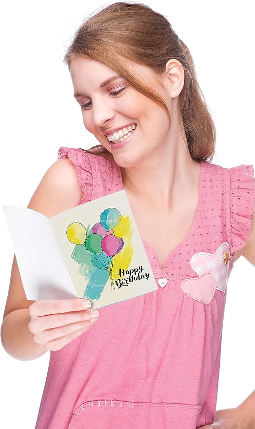 Better Office Products Happy Birthday Cards, 99-Pack, 4 x 6, Fun & Chic Hand Drawn Designs on Heavyweight Textured Cardstock, for All Ages, Blank Inside, with 99 Envelopes