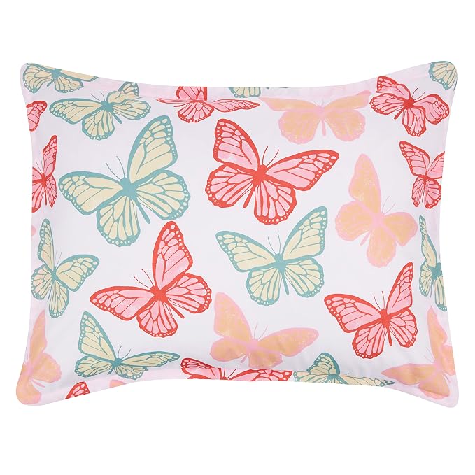 Amazon Basics 5-Piece Soft Microfiber Kid's Bed-in-a-Bag Bedding Set with Comforter, Sheets, Sham and Pillowcase, Twin, Butterfly Friends