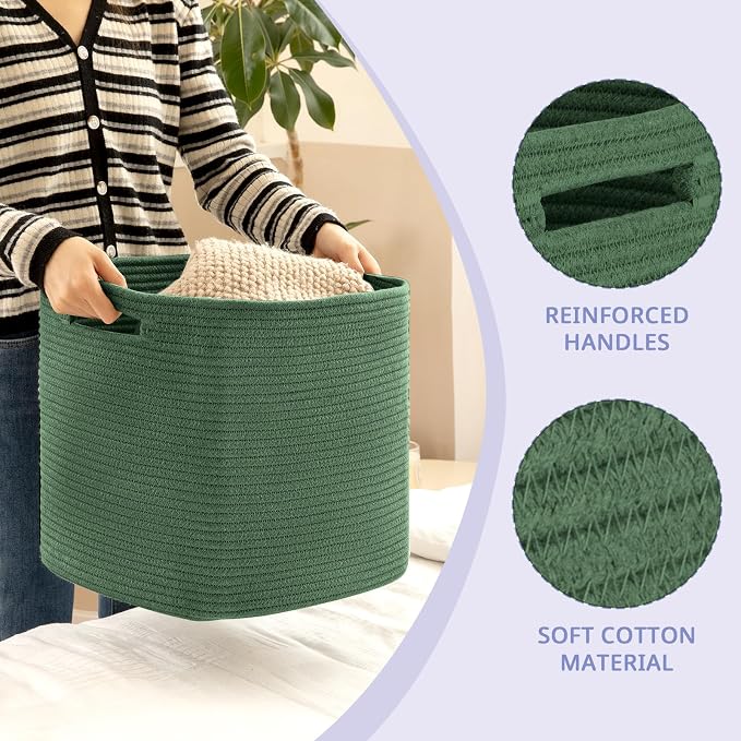 OIAHOMY Storage Cubes, 13 Inch Cube Storage Organizer, Collapsible Storage Bins, Baskets for Organizing, Storage Bins for Shelves-Green, 2-PACK