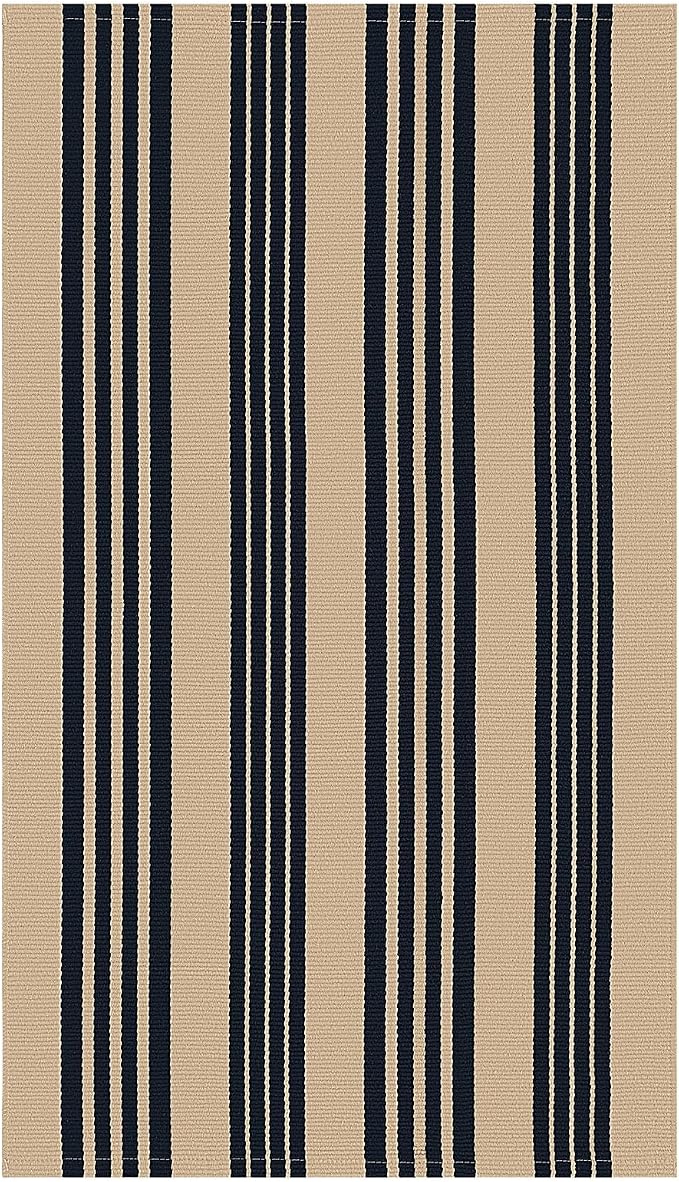 IOHOUZE Black and Tan Striped Rug 3'x5' Front Door Rugs Outdoor, Washable Area Rug for Front Porch, Spring Summer Welcome Mats Outdoor Indoor, Doormat for Entryway Porch Entrance
