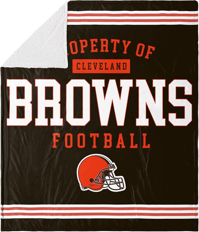 FOCO Cleveland Browns NFL Team Property Of Sherpa Fleece Blanket
