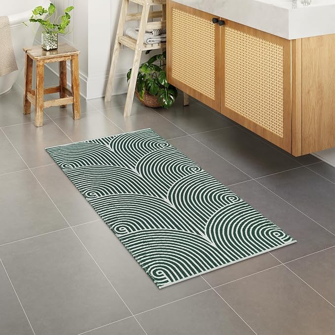 Tiffasea Kitchen Runner Rug 2'x4.3' Washable Small Area Rug Bathroom Rug | Reversible Farmhouse Throw Rug Green Bathroom Rug Runner Modern Entry Front Door Mat Carpet Runner for Foyer Bedroom Entryway