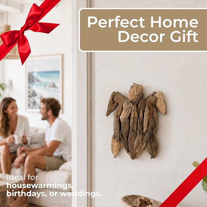 Decorative Driftwood Art Sculpture for Home, Bathroom and Office Decor - Sculptural Ornaments Accent for Room and Living Room Styling - Modern Figurine for Coffee Table or Shelf Display - 12", Brown