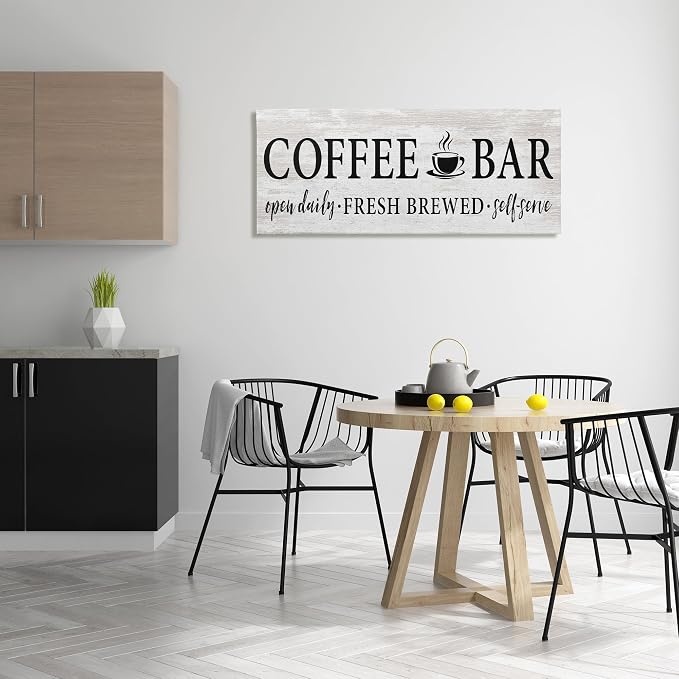Stupell Industries 'Coffee Bar Cafe Rustic Sign'| Canvas Art | Stupell Industries | 48 x 20 Inches, Easy to Hang and Sturdy, Made in USA, by Lettered and Lined