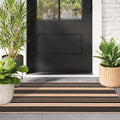 LEEVAN 2'X4.3' Black and Tan Striped Woven Cotton Reversible Outdoor Rug | Small Machine Washable Front Porch Rug, Entryway Door Mat, Indoor Layering Carpet for Farmhouse Bathroom Laundry
