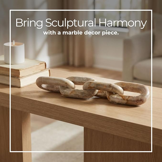 Marble Sculpture Decorative Object – Accessories for Room Styling, for Shelf, Tabletop, and Console Placement, Modern Sculpture Accent for Layered Home Decor Vignettes – 3", Ivory