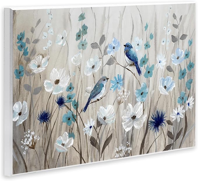 Birds Floral Meadow Blossoms, 13 x 19 Inch Mounted Print on Wall Plaque | Stupell Industries · By Nan · Ready to hang · Hand finished · Made in USA