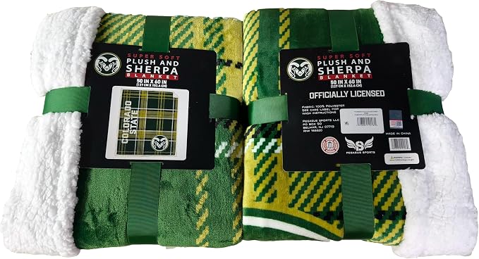 NCAA Colorado State Rams Playmaker Plaid Ultra Cozy Sherpa Throw