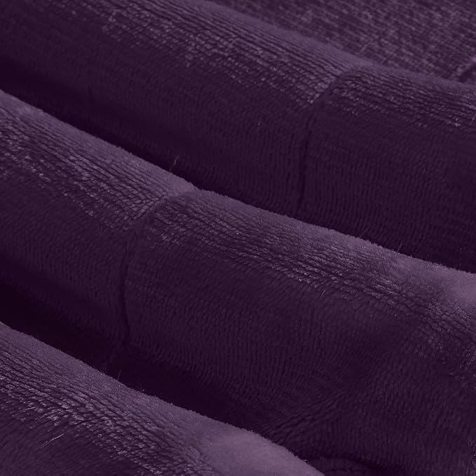 Elegant Comfort Ultra Soft Reversible Flannel Sherpa Blanket - Cozy Silky Fleece Throw for Couch, Bed - Plush Fuzzy Warm Winter Blanket for Gift, Twin XL, Purple