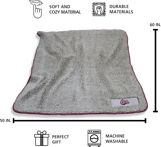 Logo Brands NCAA Frosty Fleece Blanket (50" x 60") – Soft & Warm Sherpa Material with Team Logo, Team Color Trim, Great Gift for Alumni & Students