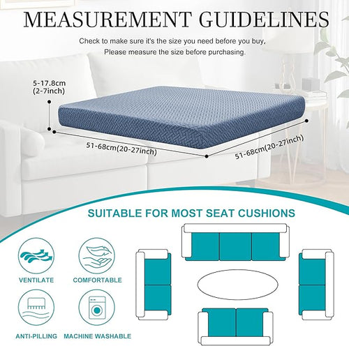 14Pcs Stretch Patio Cushion Covers,Outdoor Couch Covers Replacement,Outdoor Couch & Sofa Slipcovers,for Patio Furniture Cushion Covers,Washable Reusable Furniture Protector (West Lake Blue,Cover Only)