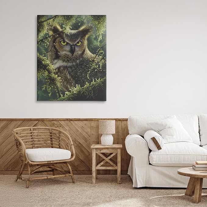 Owl Woodland Camouflage Nature, 30 x 40 Inch Canvas Wall Art | Stupell Industries · By Collin Bogle · Ready to hang · Great for lodge style rooms · Made in USA