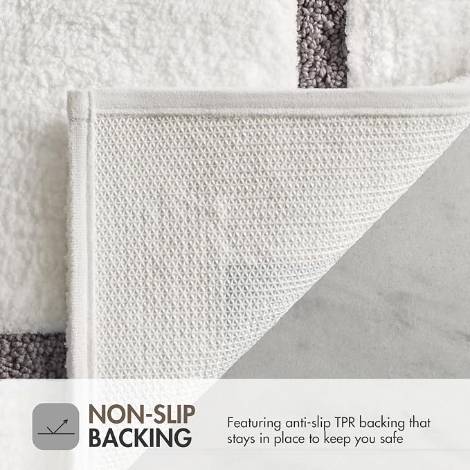 Madison Park Roan Border Tufted Bath Rug Non-Slip Absorbent, 24 x 36, Grey | Microfiber, Soft Pile, Machine Washable, OEKO-TEX Certified, Plush Bathroom Mat, Non Slip TPR Backing