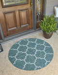 Unique Loom Outdoor Trellis Collection Area Rug (5' 1" Round, Teal/ Gray)