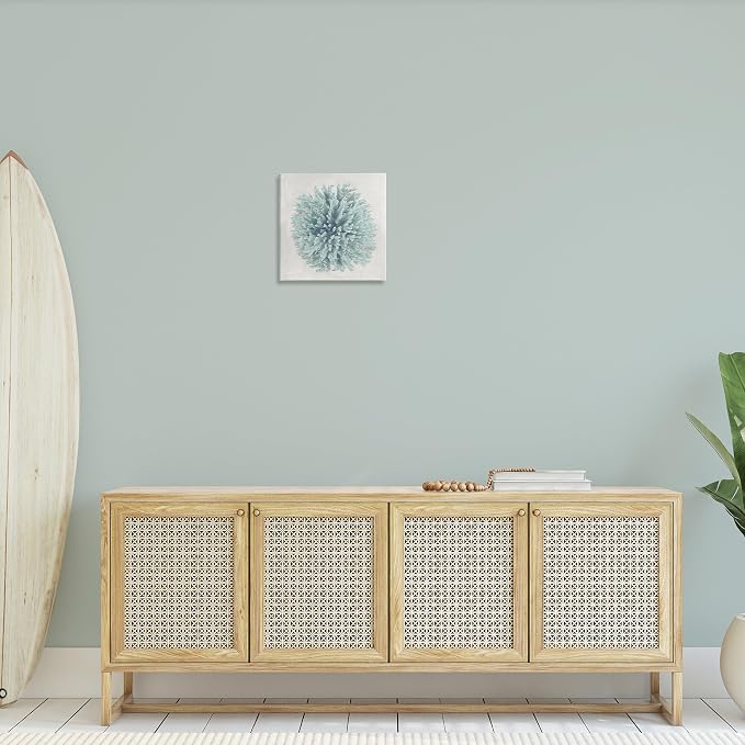 Stupell Industries Coral Ball Blue Sea Beach, 17 x 17 Inch Canvas Wall Art | Stupell Industries | 17 x 17 Inches, Easy to Hang and Sturdy, Made in USA, by Caroline Kelly