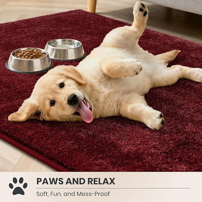 PURRUGS Dirt Trapping Door Mat 24" x 59", Non-Slip Machine Washable Entryway Rug, Dog Doormat, Indoor Front Door Mat, Super Absorbent Entry Rug for Muddy Shoes & Paws, Burgundy Red