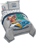 Harry Potter Twin Comforter Set 5 Piece Kids Bedding, Gray | Hogwarts, Bed in a Bag, Comforter Sheets Sham Pillowcase, Official Brand, Soft Microfiber, Machine Washable, Kids Gift