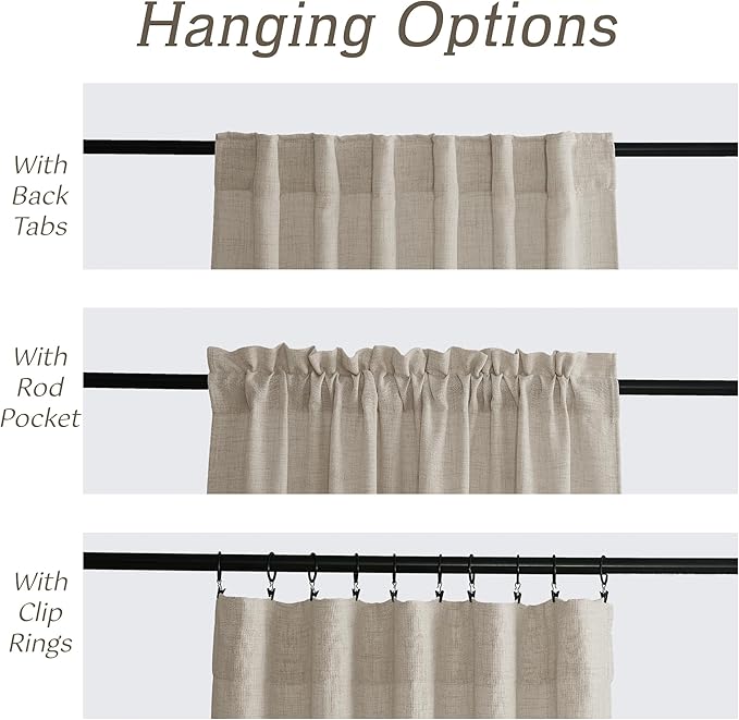 RYB HOME Natural Beige Linen Sheer Curtains 108 inches Long - Image 5