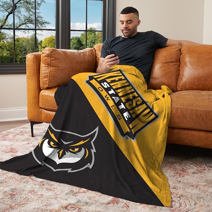Northwest NCAA Silk Touch Throw Blanket, Ultra Soft Plush Polyester, Lightweight Warm Decorative Fan Gift, 46 x 60 in