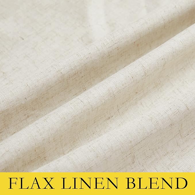 NICETOWN Extra Long Natural Linen 100% Blackout Curtains 120 inches Length 2 Panels Set with Thermal Insulated Liners, 62" Width, Farmhouse Style Window Draperies for Patio Sliding Glass Door