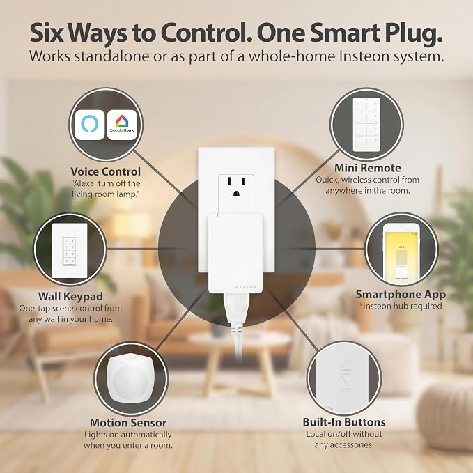 INSTEON 2635-222 On/Off Module (Pair) | Dual-Band, Acts as an Insteon Mesh Network Repeater, Indoor Use Only, Hub Required for Amazon Alexa & Google Home Assistant