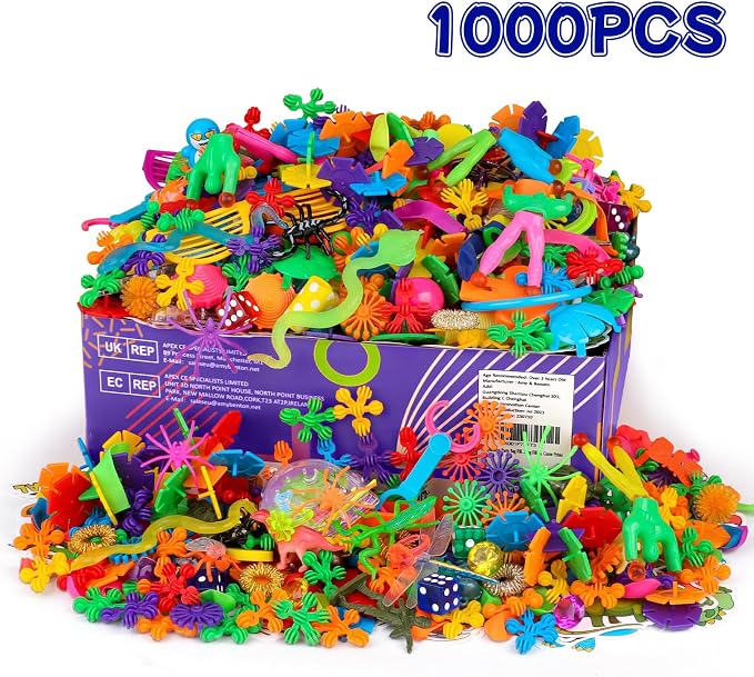 Amy&Benton 1000pcs Party Favors for Kids 3-12,Bulk Assorted Toys for Prizes | Goodie Bags Stuffers, Pinata Stuffers, Classroom & Carnival Prizes, Treasure Box Prizes, Birthday Easter Halloween Small Toys