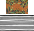 2 Pcs Outdoor Door Mat Combo Set Layered Outdoor Rug and Coir Welcome Doormat Non Slip Outside Floor Mat for Front Porch Entryway Patio Yard Decor(Palm Leaf,24'' X 51',18'' X 28'')