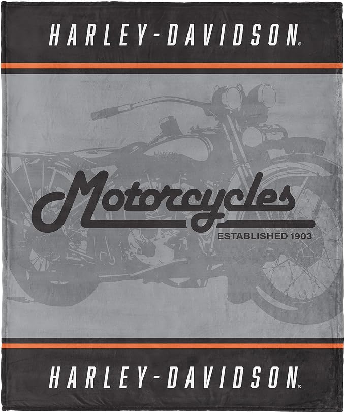 Harley-Davidson Vintage Stripes Silk Touch Throw Blanket, 46 x 60 in | 100% Polyester, Velvety Feel, Lightweight Warmth, Couch Bed Chair Lounging, Giftable Indoor Comfort