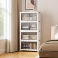 SAILUN 116Gal/464Qt Stackable Storage Bins Folding Collapsible Storage Bins with a Lid, Closet Organizers and Storage,White 26" W x 17" D x 56.7" H
