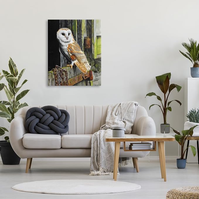 Stupell Industries 'Owl Perched on Barn Door'| Canvas Art | Stupell Industries | 30 x 40 Inches, Easy to Hang and Sturdy, Made in USA, by Steve Burgess