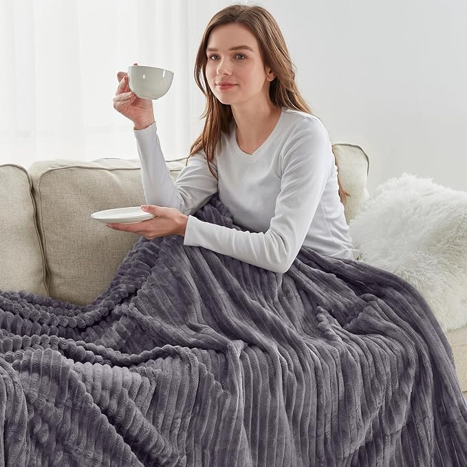 Nestl Purple Throw Blanket for Couch - Cozy Warm Fuzzy Blankets for Women, Plush Small Fleece Throws for Girls - Dusty Purple, 50 x 60 Inches