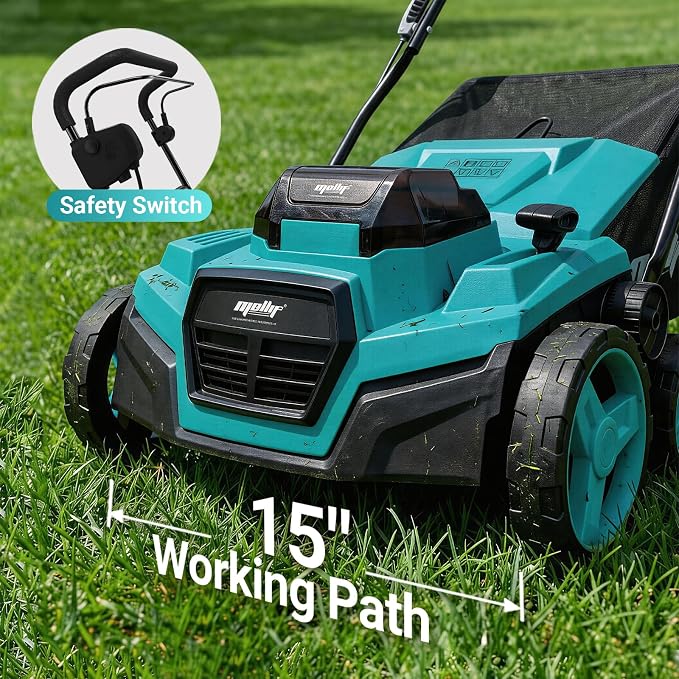 Cordless Lawn Dethatcher and Scarifier Compatible with Makita 18V Battery | Tool Only, 15" Electric Brushless Dethatcher, 36V Dual Battery Powered, Air Boost Technology, 12-Gal Collection Bag, 5 Depths