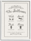 Stupell Industries 'Guide to Bathroom Procedures Linen Look', Framed Giclee Art, White, 11 x 14 Inches, Easy to Hang and Sturdy, Made in USA, by Lettered and Lined