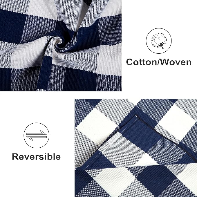 Front Porch Rug 2'X4.3' Blue and White Checkered Outdoor Rug Cotton Woven Washable Halloween Layering Door Mat for Welcome Mat Entryway Bedroom Living Room