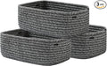 KALLAX Small Woven Storage Basket for Organizing, 12 x 8 x 4.5 inch, 3 Pack | Shelf baskets for closet organization, toy storage and home decor, Perfect as empty gift baskets for holidays, Mixed Black