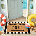 Tinideya 2 Pcs Summer Door Mat Probably in the Pool Welcome Non Slip Coir Mats Floor Layering Black and White Strips Doormats Seasonal for Front Porch Entryway Decor(Pool)