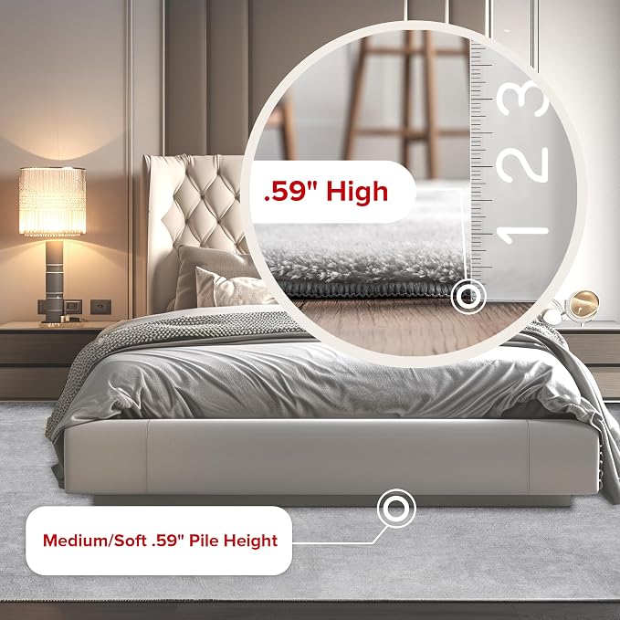 nuLOOM Loni Light Grey Solid Washable Area Rug, 8' x 10'