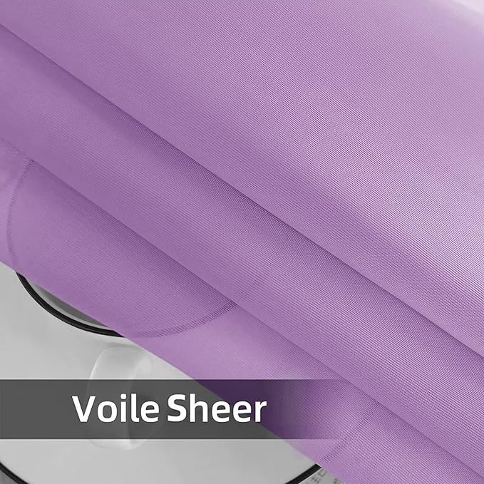 youleyar Solid Sheer Rod Pocket Curtain Voile Draperies 2 Panels White Beige - Image 6