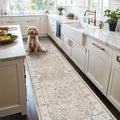 Hallway Washable Runner Rug - 2x7 Kitchen Rugs Entryway Rug Runner Vintage Soft Floor Mat Non Slip Indoor Farmhouse Carpet for Bathroom Living Room Bedroom (2 X 7, Beige)
