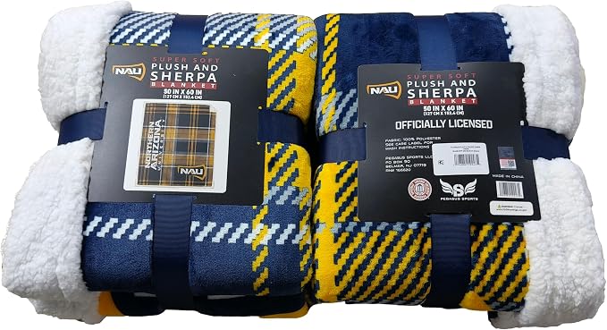 NCAA Northern Arizona Lumberjacks Playmaker Plaid Ultra Cozy Sherpa Throw