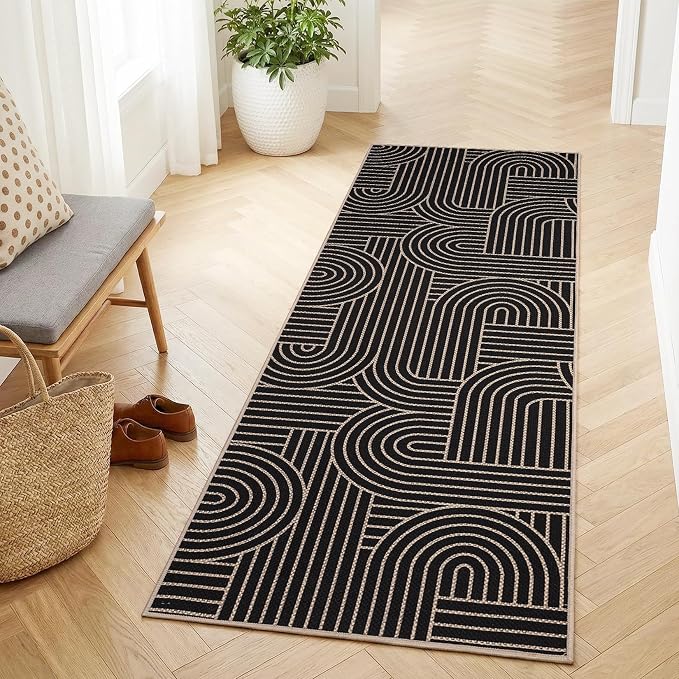 GarveeHome Easy Jute 2x8 Modern Rainbow Runner Rug for Hallway Kitchen Bedroom Non Slip Indoor Outdoor Runner Door Mat for Laundry Porch