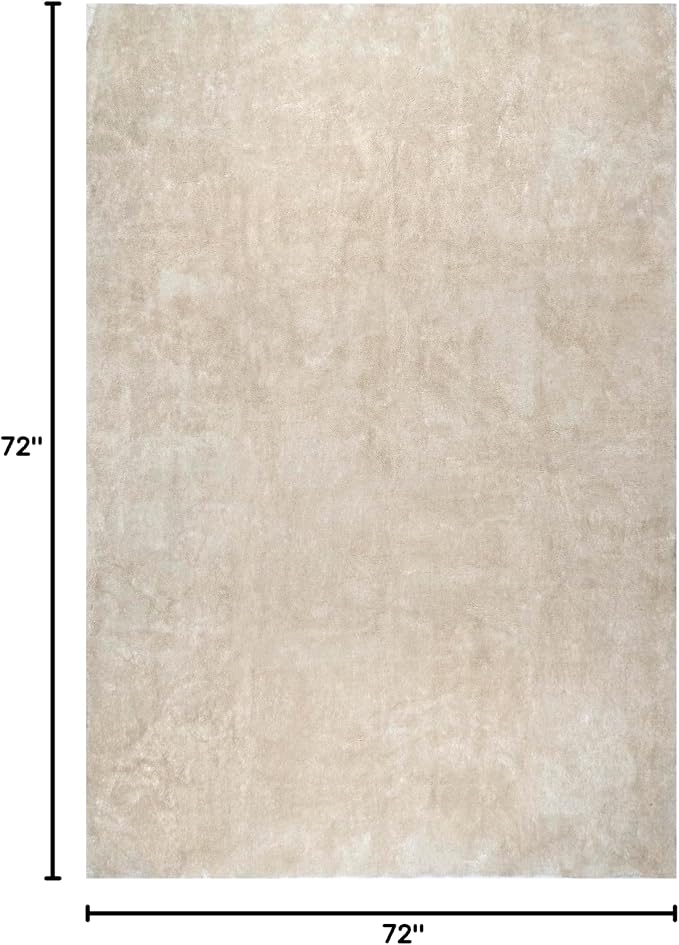 nuLOOM Loni Cream Solid Washable Area Rug, 6' Square