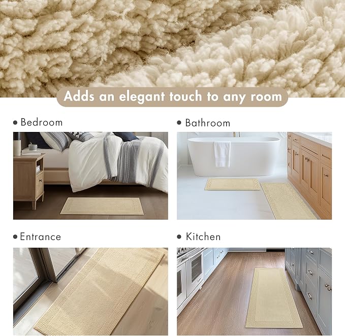 Madison Park Splendor Reversible 100% Cotton Bath Rug, 17 x 24, Natural | Tufted Bathroom Mat, 3000 GSM, Hotel Quality, Luxurious Plush, Medium Pile, Absorbent, Quick Dry, OEKO-TEX, Shower Room Décor
