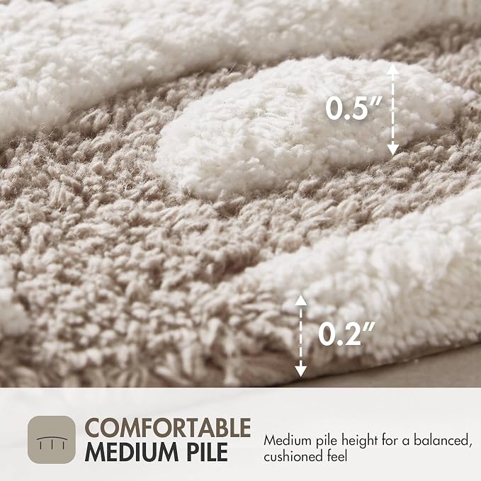 Madison Park Casablanca Tufted Cotton Bath Rug Non-Slip, Round 25", Taupe | Luxurious Plush Bath Mat, Quick Dry, Soft, Machine Washable, Floral Pattern, Absorbent, Plush, OEKO-TEX, for Bathroom