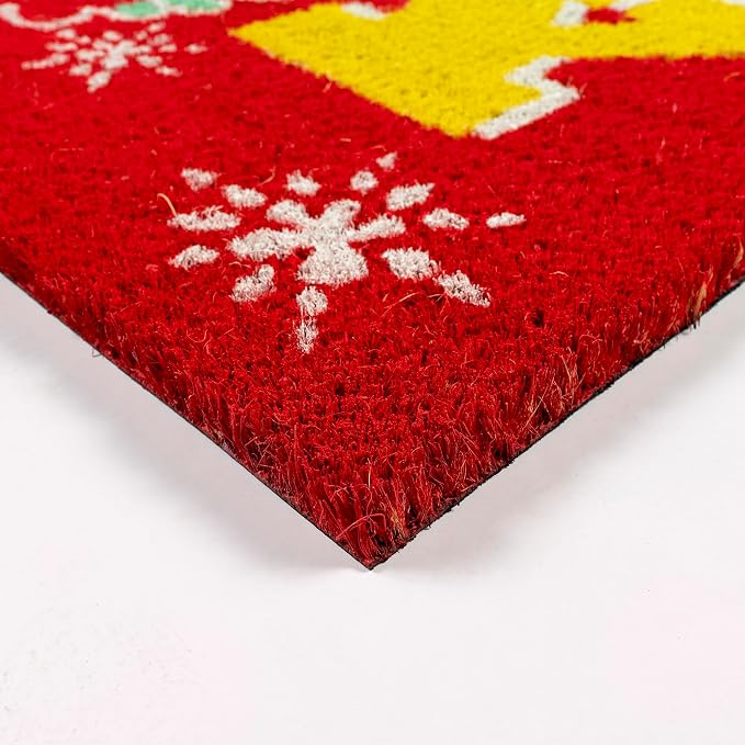 Gertmenian Spongebob Squarepants Coir Doormat - 2x3 Welcome Mat (2-Pack), Ideal for High Traffic Areas in Front Door, Garage, Entryway - Spongebob Santa/Ho Ho Ho, 80011