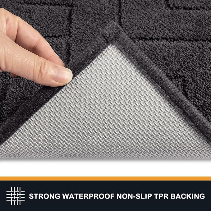 PURRUGS Dirt Trapping Door Mat 24" x 59", Non-Slip Machine Washable Entry Rug, Dog Doormat, Indoor Front Door Mat, Super Absorbent Entryway Rug for Muddy Shoes & Paws, Charcoal